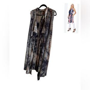 Coin 1804 Woman’s Tie-Dye Sleeveless Duster Vest Size 1X
